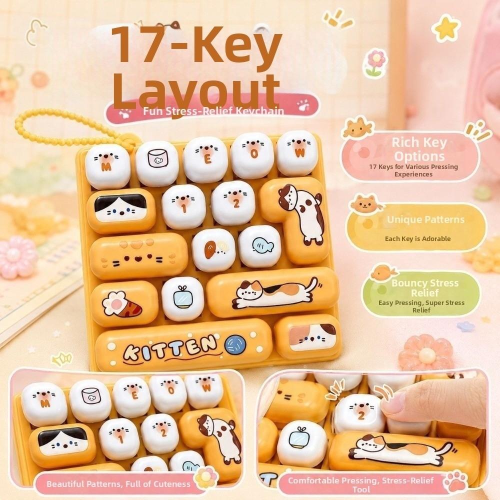 Pressable Keys Fingertip Button Keyring Cartoon Stress Relief Fidget Toy Travel Use