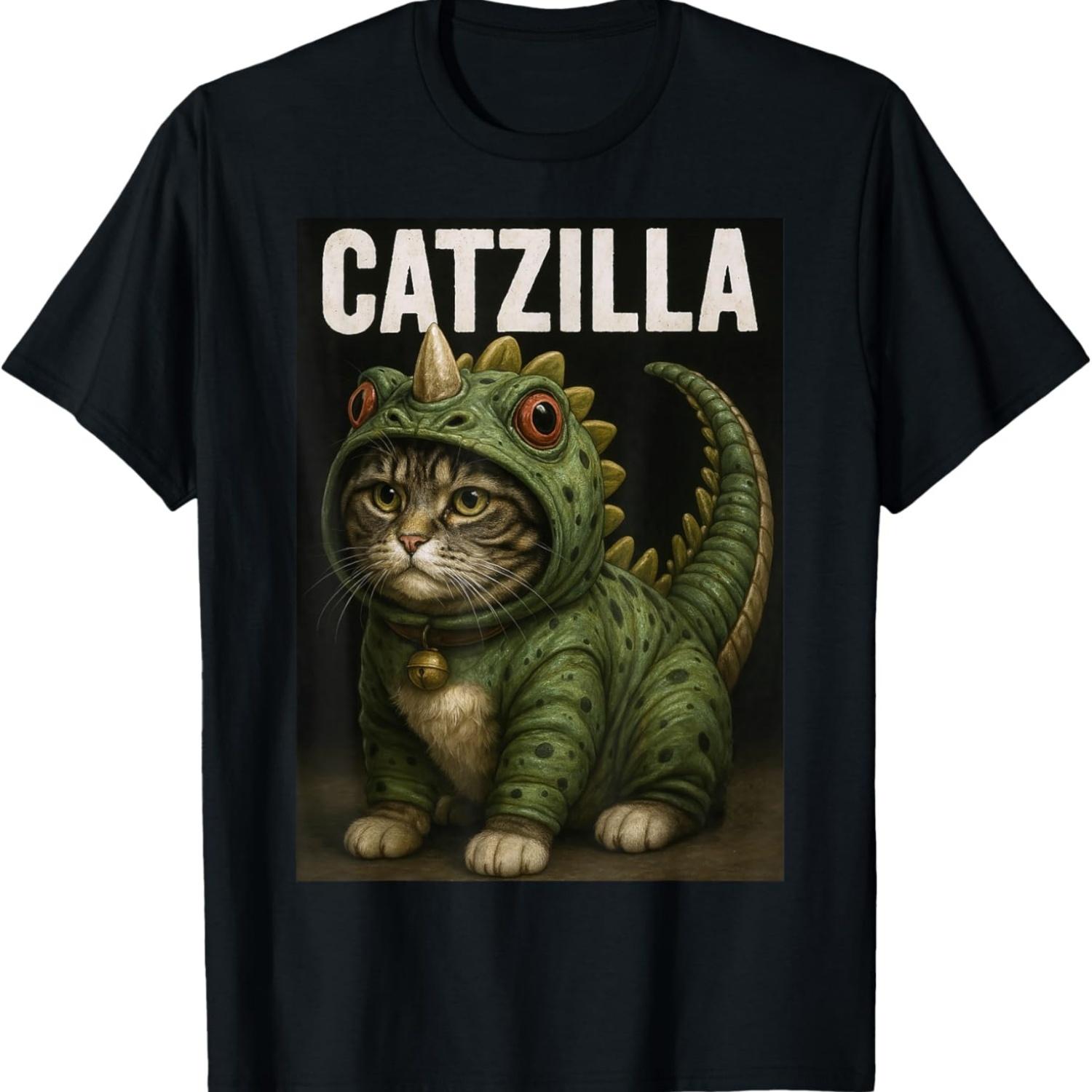 

Funny Cat Japanese Catzilla Men Women Girls Kids T-Shirt S чёрный