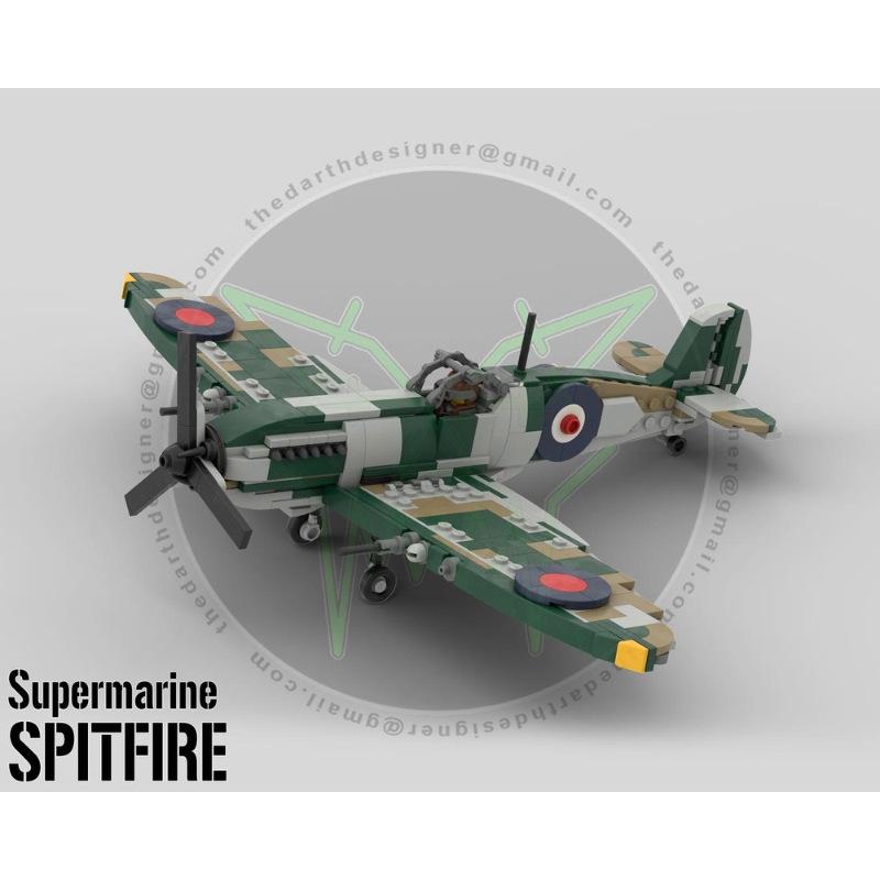 Platinum Brick MOC-125320-2: WWII Supermarine Spitfire Fighter Model 1:35