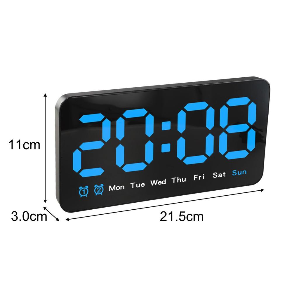 Large LED Digital Wall Clock Time Date Week 12/24 Hour Format 3 Brightness