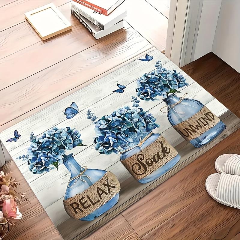 

Charming Blue Hydrangea Doormat - Relax and Unwind Design for Home Entrance, Perfect for Living Room and Bathroom Decor 40x60cm