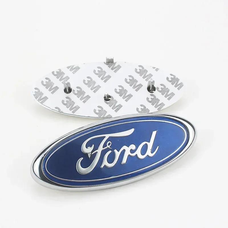 KLYE5 Car Body Badge Emblem Sticker 14.5CM For Ford Focus Ranger Kuga Fiesta Mondeo Explorer Galaxy Transit Front Rear Logo