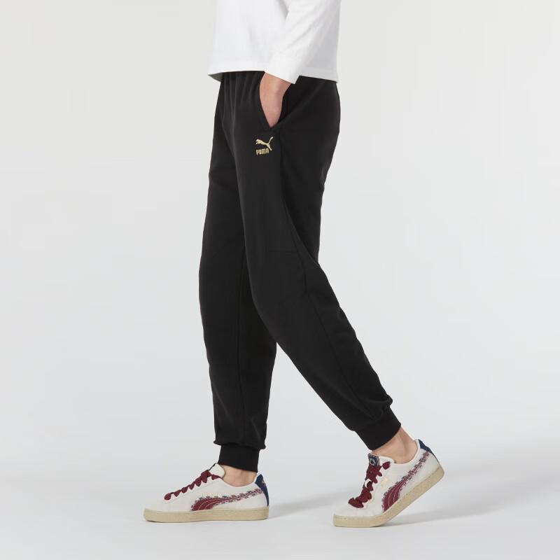 Puma Cny Year Of The Dragon Series Solid Color Elastic Waist Running Training Tapered Knit Sports Pants Unisex Pants Black 625837-01