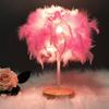 Feather Table Lamp Light Luxury Bedside Lamp Night Light for Bedroom Living Room Party Wedding