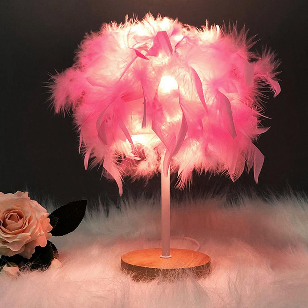 Feather Table Lamp Light Luxury Bedside Lamp Night Light for Bedroom Living Room Party Wedding