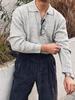 Maglia Polo da Uomo in Maglia con Mezza Zip Stile Europeo - Vestibilità Slim Manica Lunga Casual in Lana Top da Lavoro