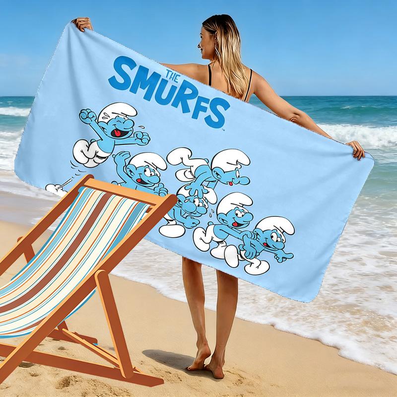 The Smurfs Print Beach Towel, Large Soft Quick Dry Towel for Beach Camping Swimming