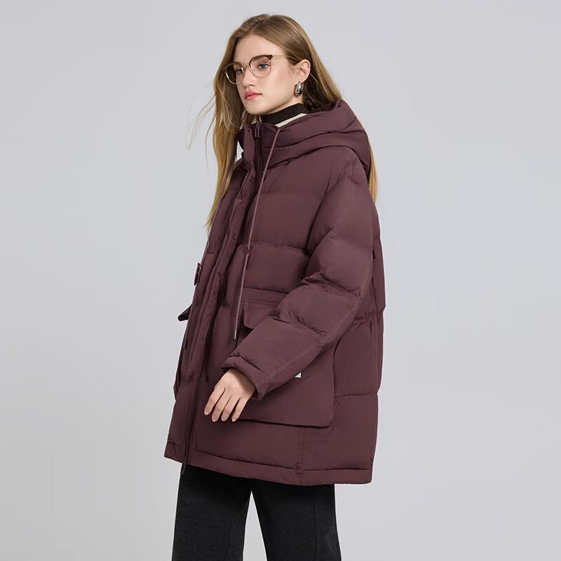 She Tu Women's Thickened Hooded Mid-Length Down Jacket
