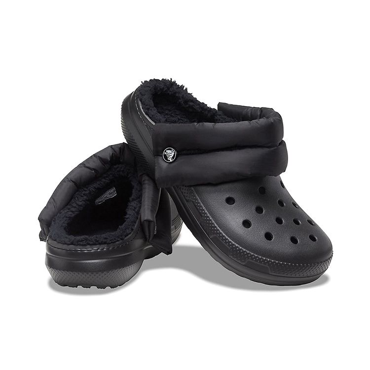 Crocs Crocband Classic Versatile Puff Warm Cotton Clogs Unisex Clogs Black 206589-060