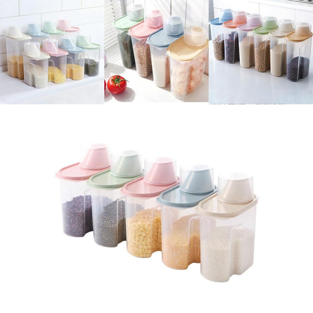 Eco-friendly 4x Cereal Containers Dispenser With Moisture-proof Pour Lid 2.5l