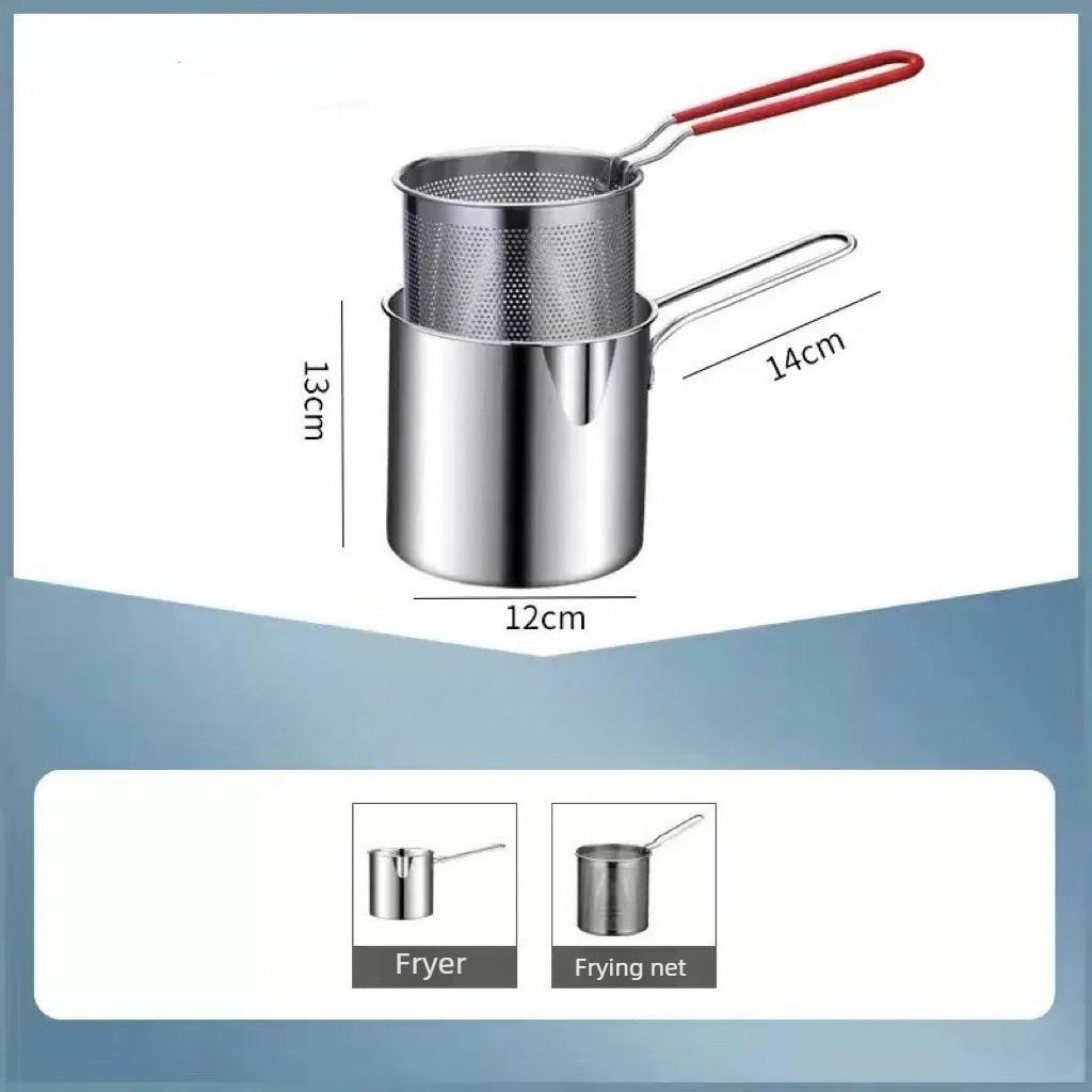 1PC Stainless Steel Deep Fryer With Frying Basket Multifunctional Small Pot Kitchen Specific Frying Chicken And Other Cooking ToolsS