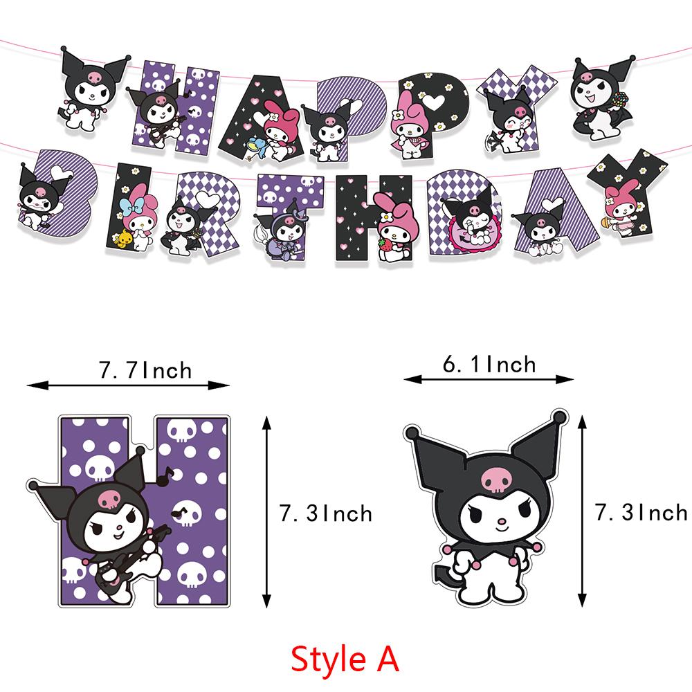 Kuromi Birthday Party Decoration Supplies Banner Cake Top Balloons for Children