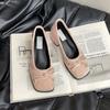 French Bow Thick Heel One Pedal High Heels Autumn Ballet Shoes Bag Head Small Leather Shoes Women Mary Jane Single Shoes