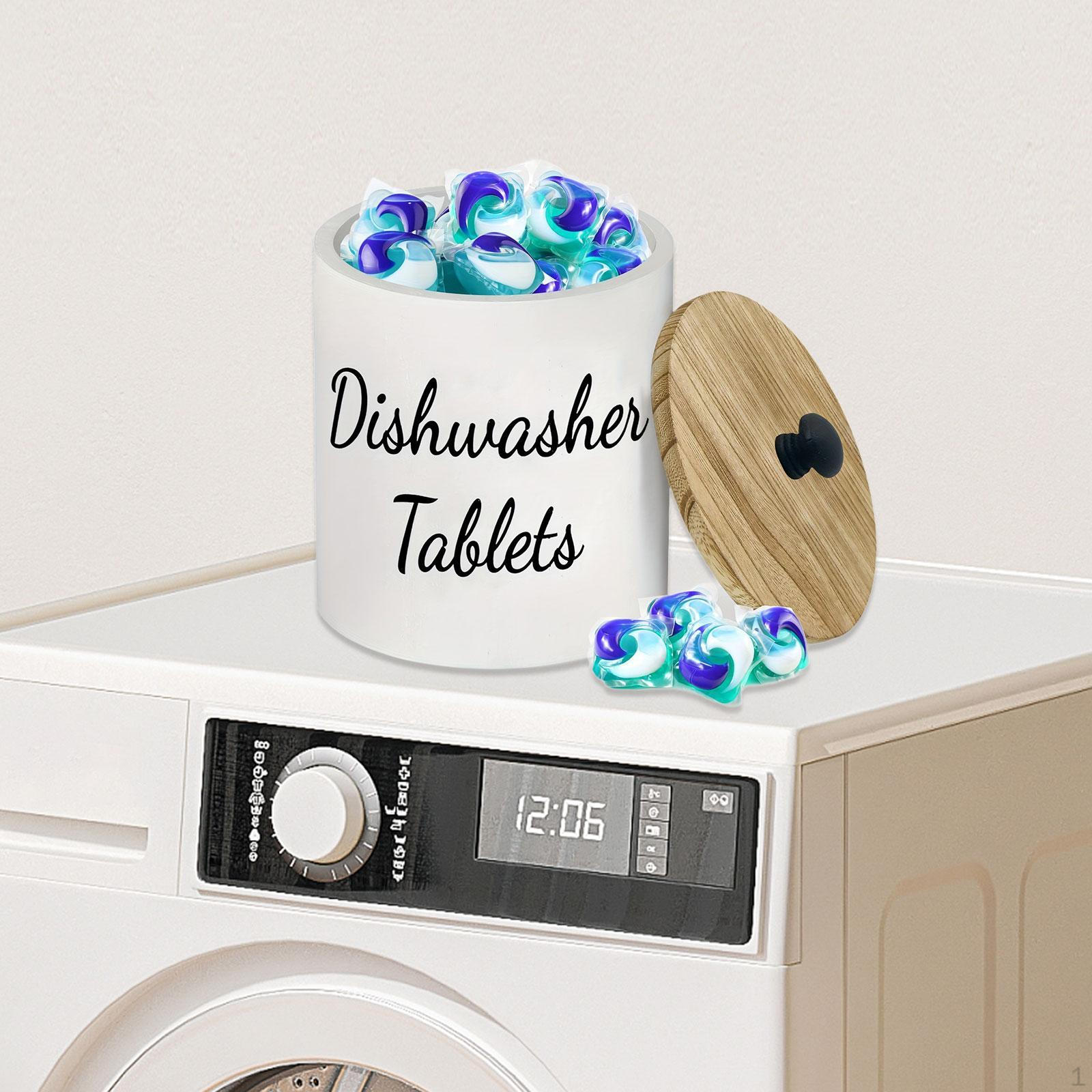 

Dishwasher Pod Storage Box with Lid Wooden Organizer for Kitchen