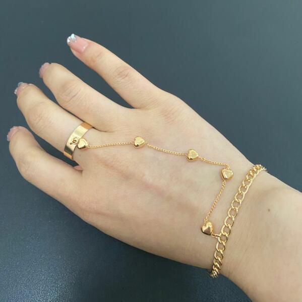 Women's Butterfly Pendant Chain Bracelet-Ring Jewelry