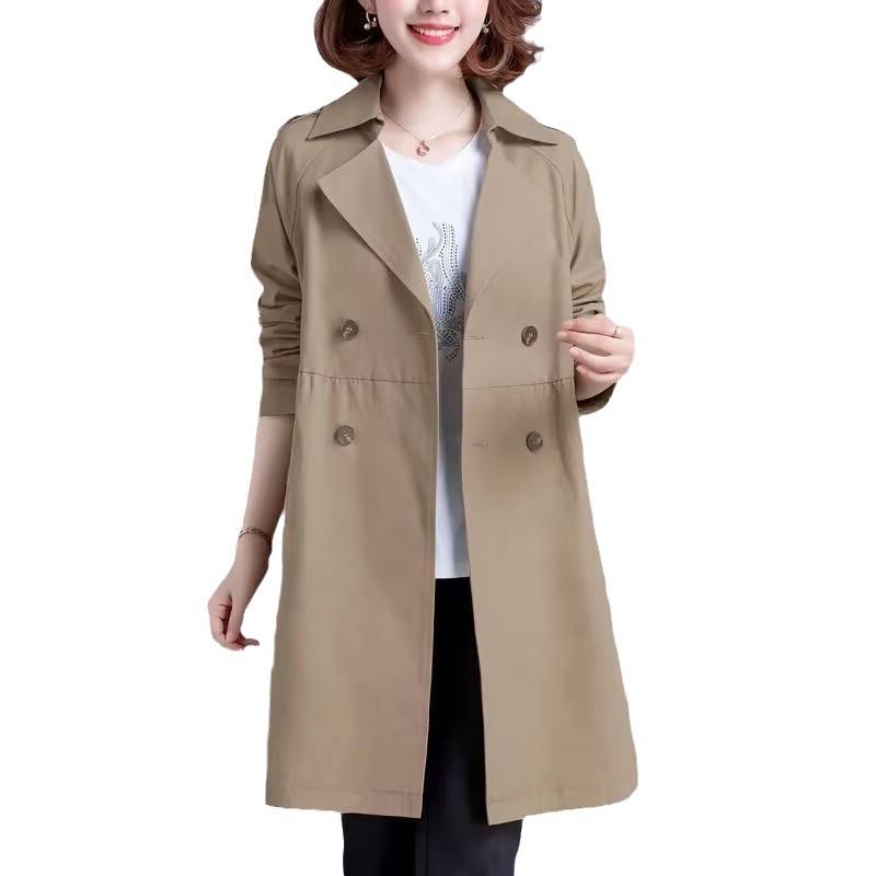 Women's Mid-Length Trench Coat, Korean Style 2026: Spring/Autumn Loose, Slimming, British Hepburn-Inspired Casual Fashion Trend