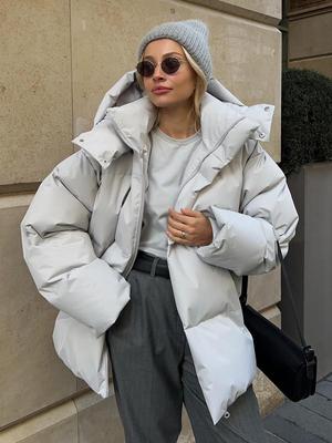 2024 Autumn/Winter Women's European & American Style Loose Cotton-Padded Jacket Coat