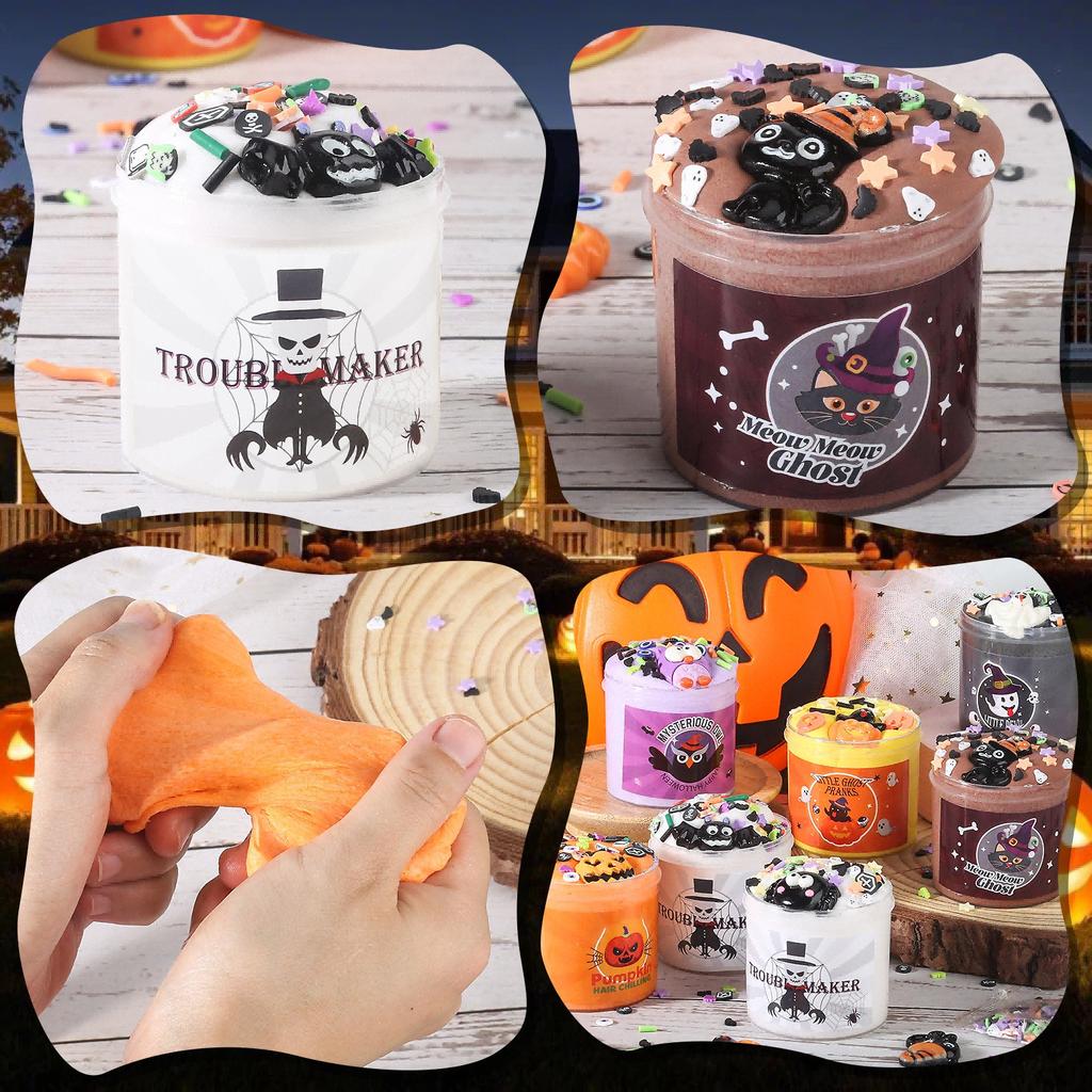 Găleată de Halloween Borcan de Bomboane Portabil pentru Copii Set Distractiv Regatul Nămolului Jucărie, Jucării de Strâns pentru Reducerea Stresului 15ml