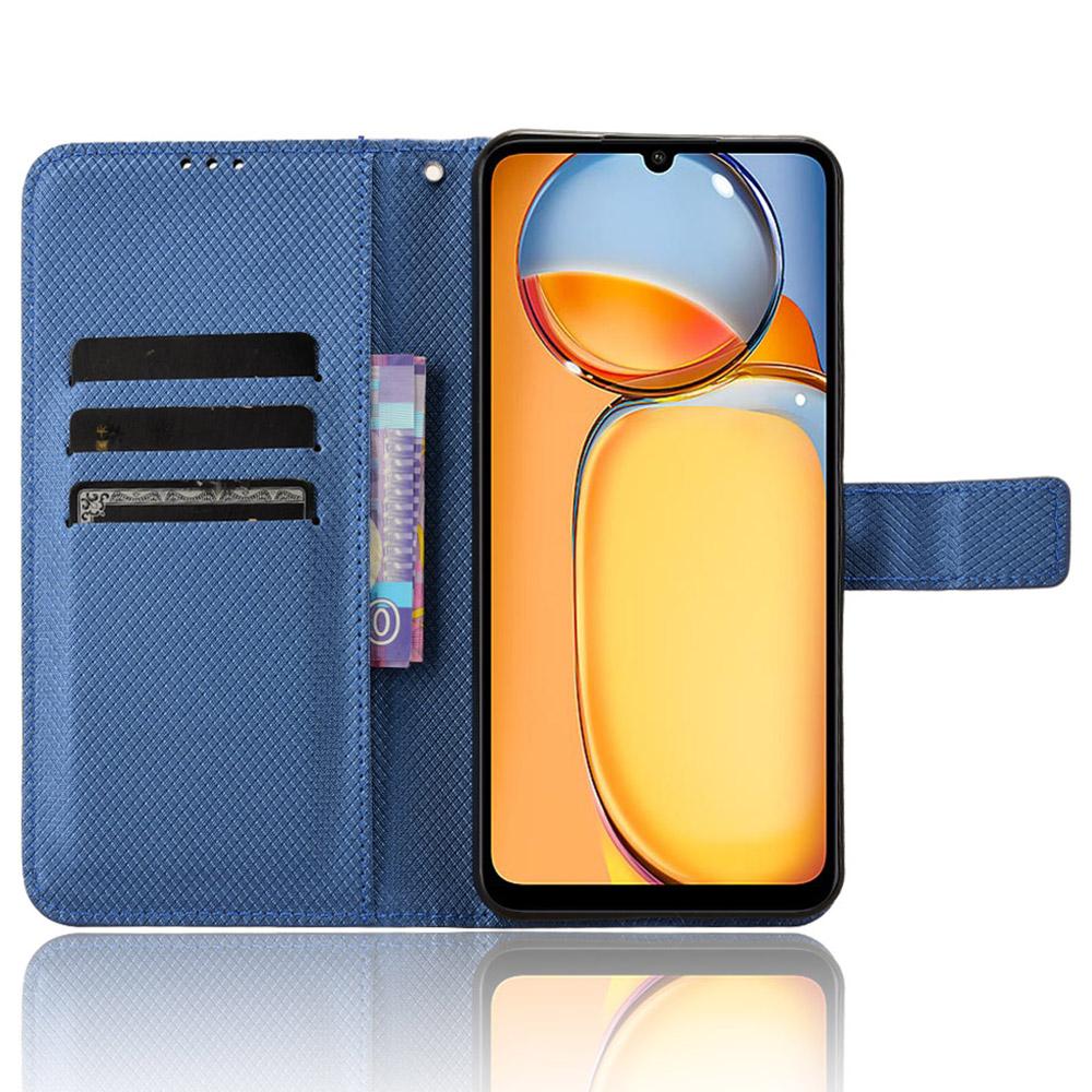 

For Xiaomi Redmi 13C/Poco C65 4G Case Diamond Texture Leather Wallet Phone Cover Blue