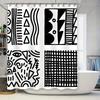 Modern Black & White Geometric Shower Curtain Rings For Stylish Bathroom Decor