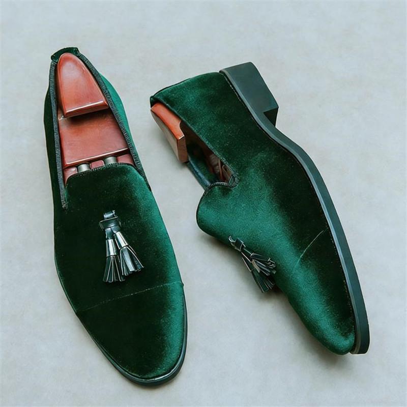 Britský Gentleman Nové Sametové Mokasíny Špičatá Špička Třásně Kožené Boty Pro Muže Svatba Ples Formální Obuv Zapatos Hombre