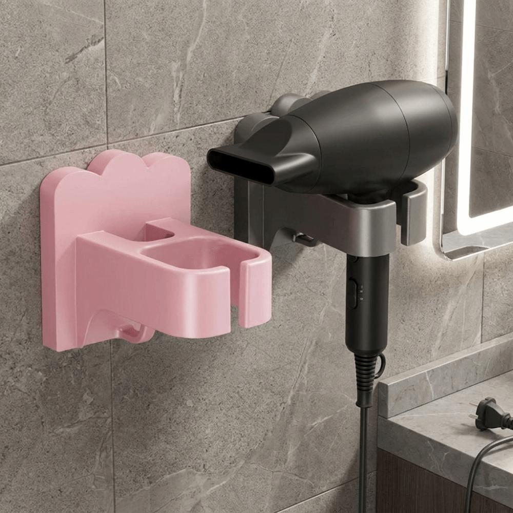 Wall-Mounted Hair Dryer Holder Punch Free Bathroom Shelf Practical Hair Dryer Rack for Home