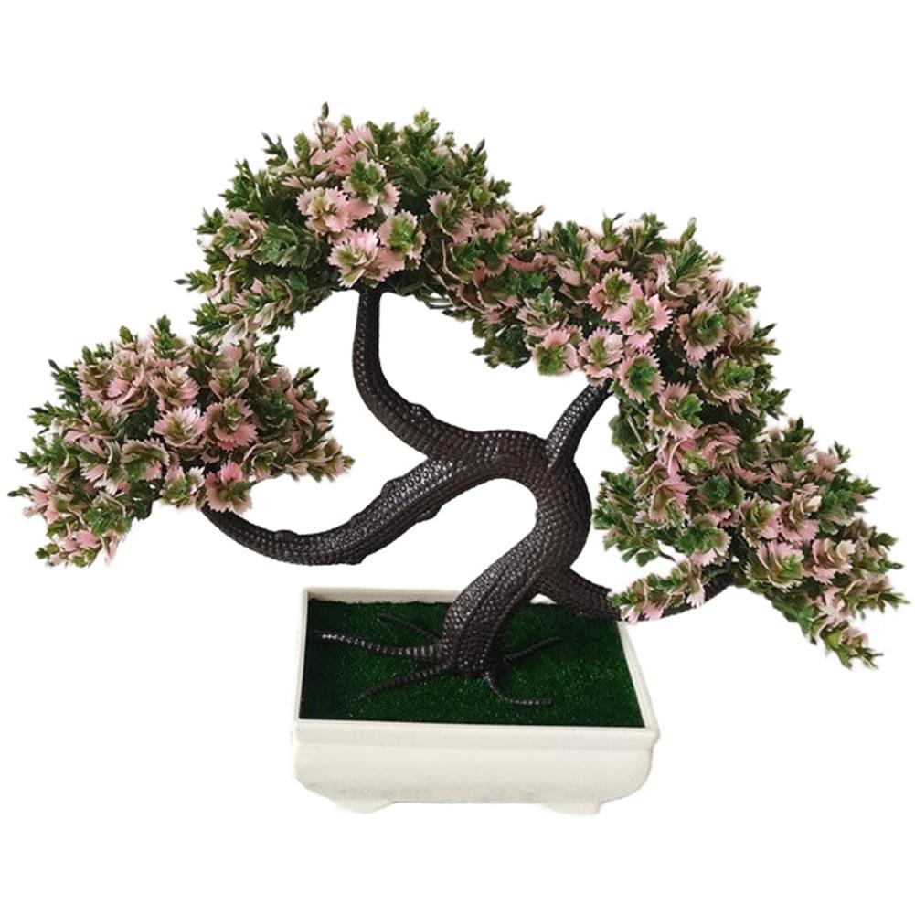 

Fake Plastic Bonsai for Living Room Tabletop Decor Indoor Greenery No Water Sunlight Needed 26x10.5x20cm Compact Size розовый