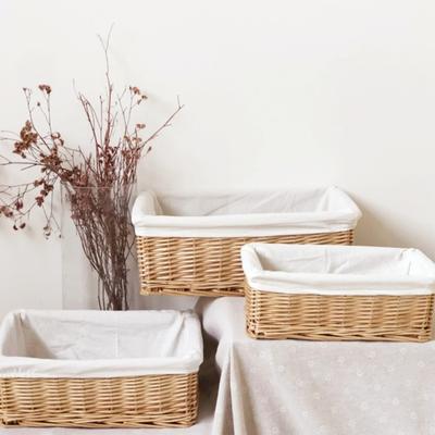 Naturalny wiklinowy organizer kosz styl pasterski wielofunkcyjny do przechowywania na biurko kosz rattanowy do przechowywania na zabawki owoce