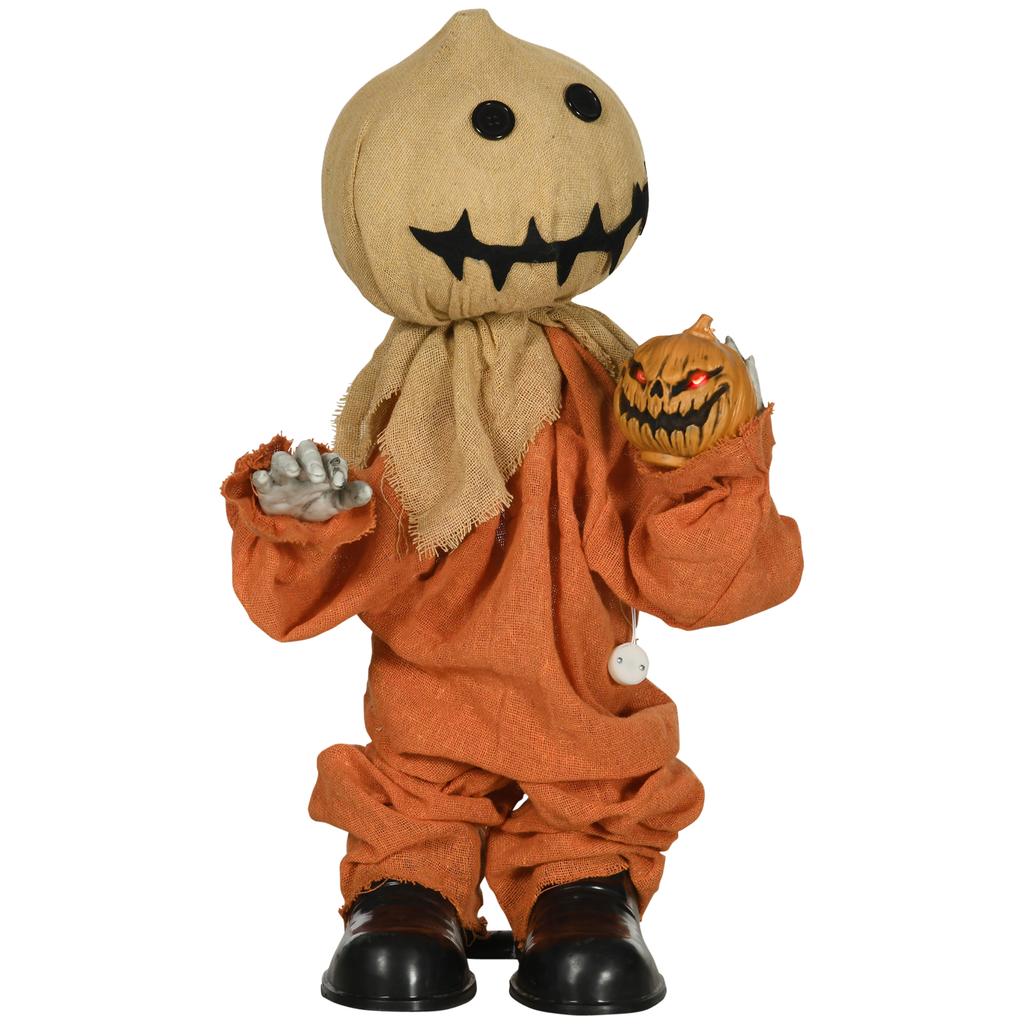 77cm Halloween Scarecrow Decoration, Outdoor Activated Prop with Light Up Eyes, Sound Activated