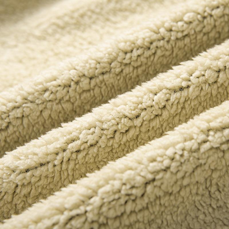 Autumn and Winter Zipper Pocket Cardigan Knitted Jacket with Thick Lamb Wool Lining Hooded Checkered Cardigan Sweatshirt