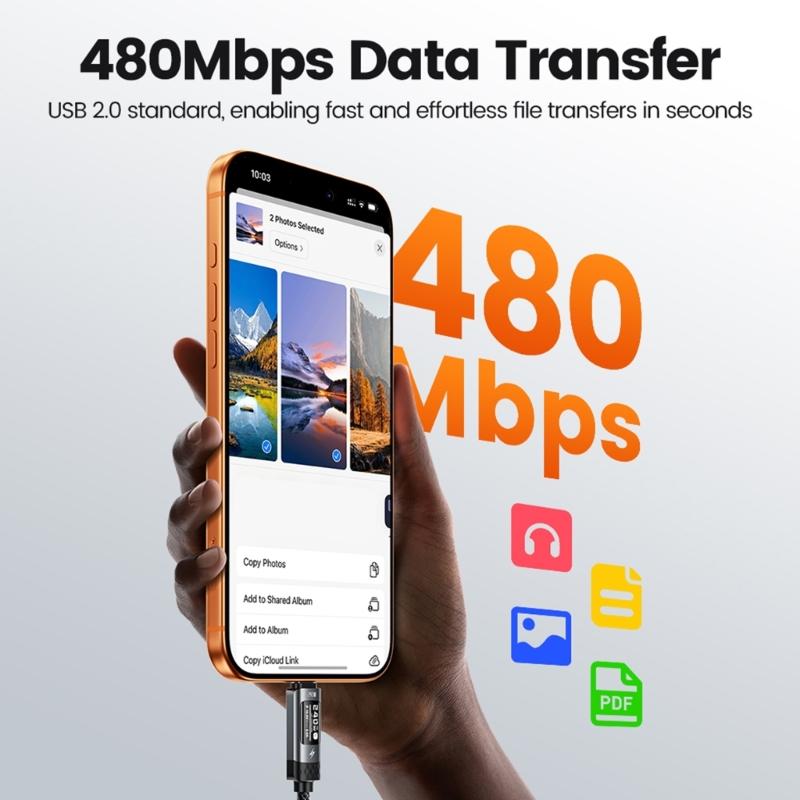 240W USB C Cable Fast Speed Data Transfer LED Display and PD3.1 Power Delivery Capability for Multiple Electronics