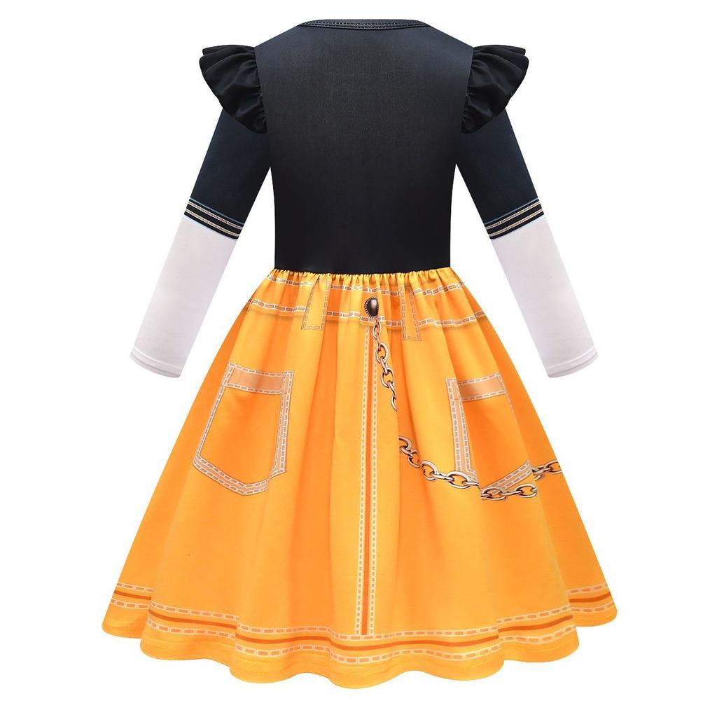 New Children's Dress Cosplay Witch Hunting Group Performance Outfit  Flying Sleeves Long Sleeved A-line Skirt Fashionable Cute Comfortable Dress