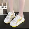 Thick-soled mesh white shoes women's summer new hollow breathable inner height increase casual board shoes net shoes muffin shoes