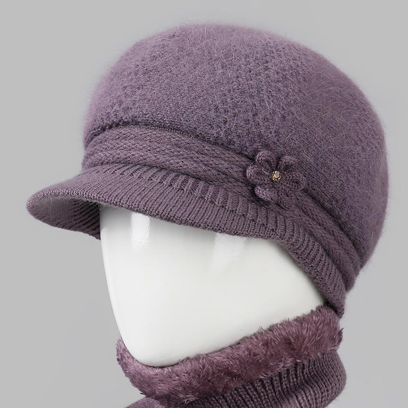 Wool Hat Women'S Season Velvet Warm Rabbit Hair Mother Hat Ear Protection Cold Foreign Gas Knitted Hat