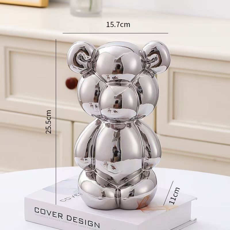 25.5cm Creative Balloon Bear Abstract Ceramic Ornament Sculpture Study Room Statue Home Decor Office Accessories Decoration Gift
