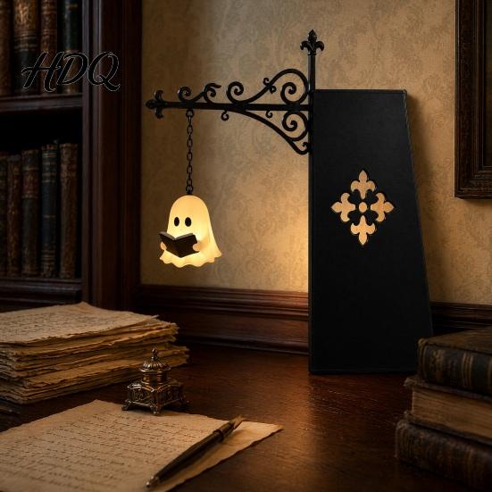 Bedroom Reading Light Ghost Bookshelf Light Decorative Library Lantern Vintage Fantasy Book