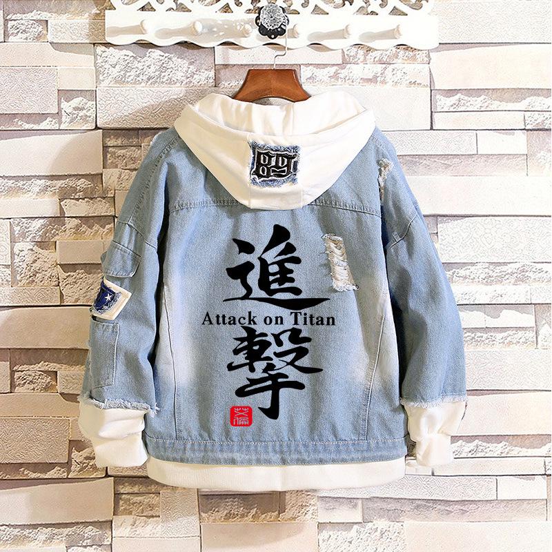Attack On Titan: Eren, Mikasa, Levi Survey Corps Casual Denim Jacket (Unisex)