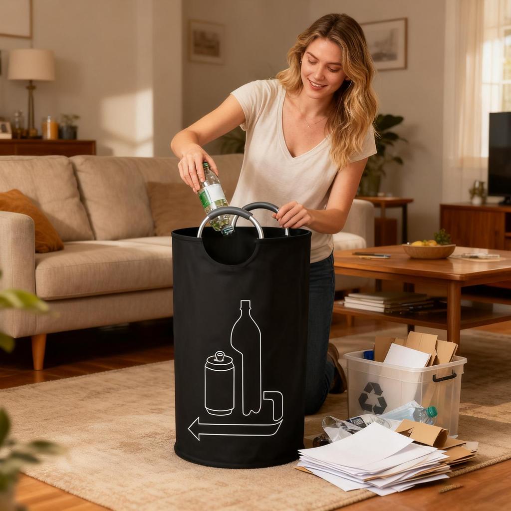 Large Capacity Bottles Collection Container with Handles 115L Oxford Waste Glass Storage Container Home Organizer for Kitchen