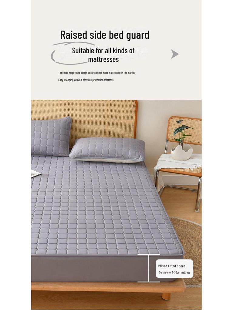 Thickened Brushed Non-Slip Waterproof Quilted Mattress Cover, for Autumn and Winter Warmth and Protection.