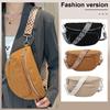 Corduroy Chest Bag Fashion Fanny Pack Wide Guitar Strap Vintage Shoulder Bag Multi-pockets Hobo Sling Bag Casual Sports Bag