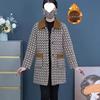 Autumn & Winter Fashionable Mid-Length Plaid Coat for Middle-Aged and Elderly Women