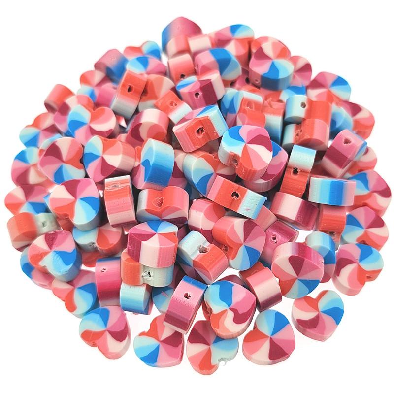 Home Party Supplies Halskette Armband Schmuckzubehör Mix Design DIY Kinder Polymer Clay Perlen Spacer 10 Stück herzförmige Scheiben