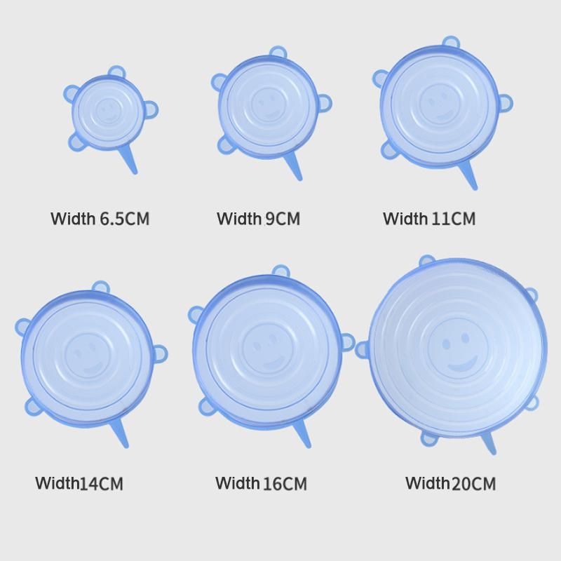 6/12Pcs/Lot Silicone Stretch Lids Universal Taper Pot Bowl Food Wrap Sealed Cover for Kitchen Cookware