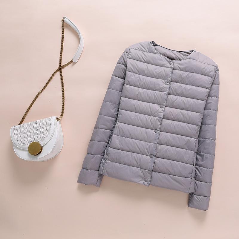 2022 Women's Slim-Fit Collarless Down Jacket - Lightweight Autumn/Winter Round Neck