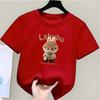 Cartoon Anime Labubu Printed T-shirt Women's Short-sleeved Loose Casual Top Couple Summer