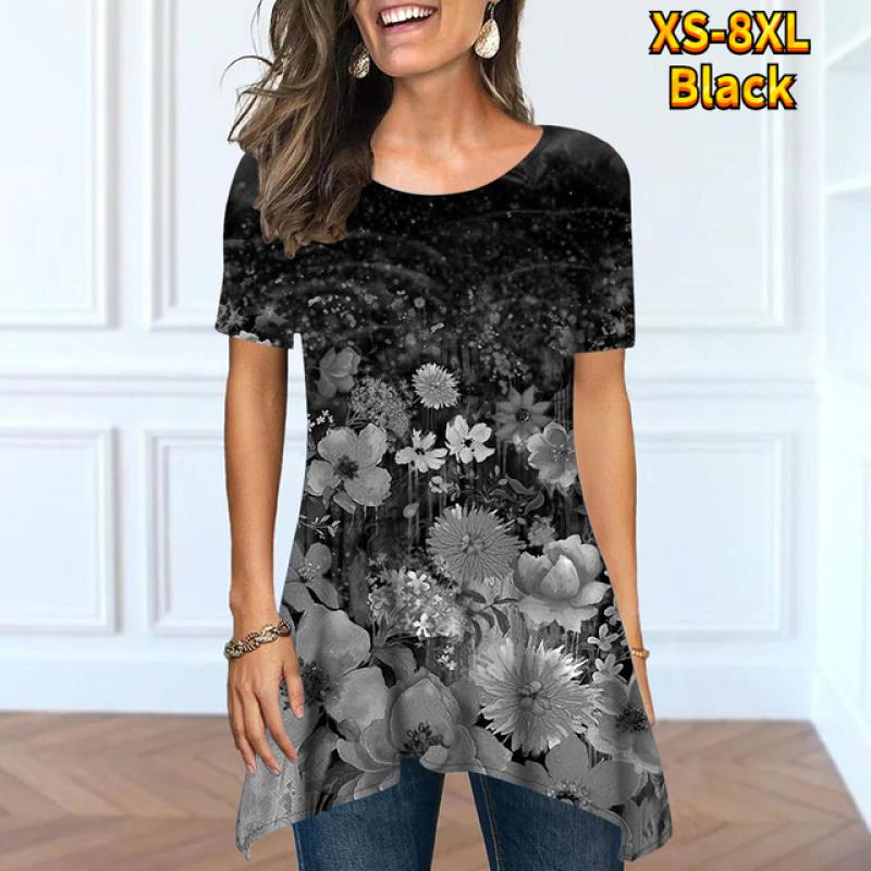 Moda Estiva Donna Comoda Streetwear Base Casual Manica Corta Girocollo Sotto il Top Aperto Largo XS-8XL