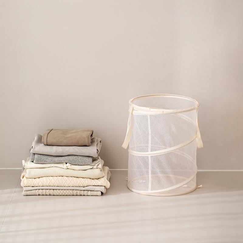 Collapsible Laundry Bag Foldable Laundry Basket Dirty Clothes Hamper Portable Mesh Dirty Clothes Basket Household Storage Basket