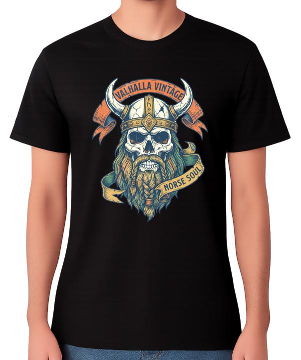 Viking Skull Valhalla Norse Soul Unisex T-Shirt Nordic Warrior Graphic Tee S