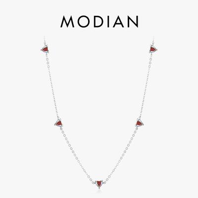 Modian 925 Sterling Silver Colorful Zirconia Link Chain Necklace Multiple Hearts Pendant For Women Wedding Fine Jewelry