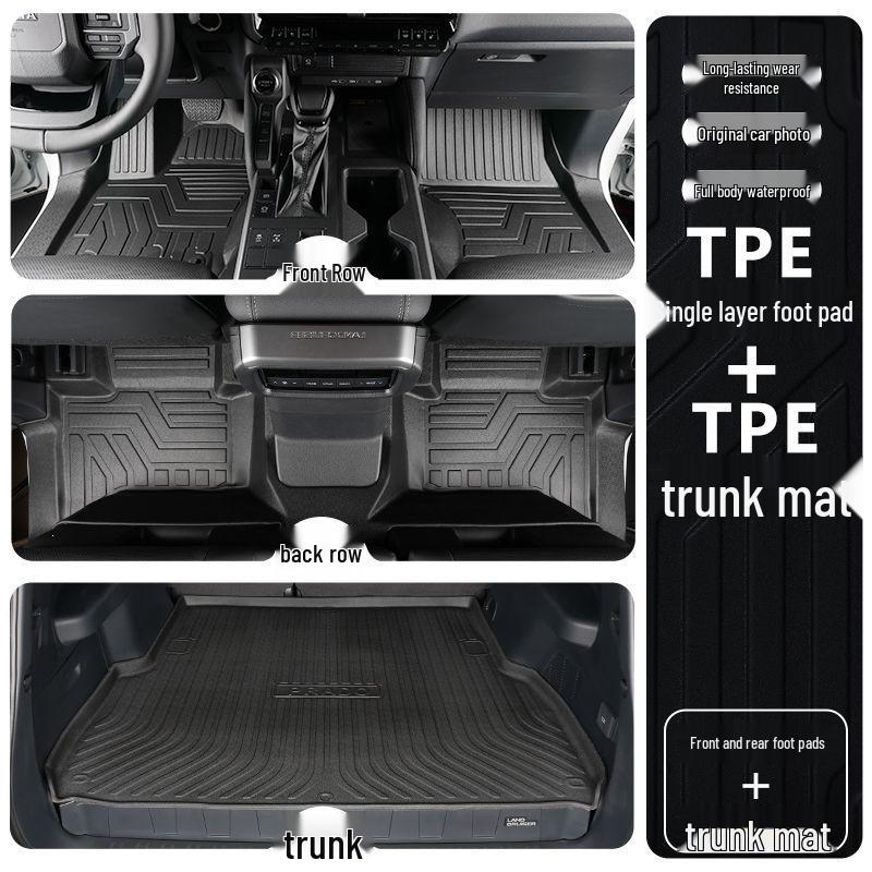 Toyota Prado TPE Floor Mats (2010-2025 Models) - Full Coverage, Car Interior Accessories